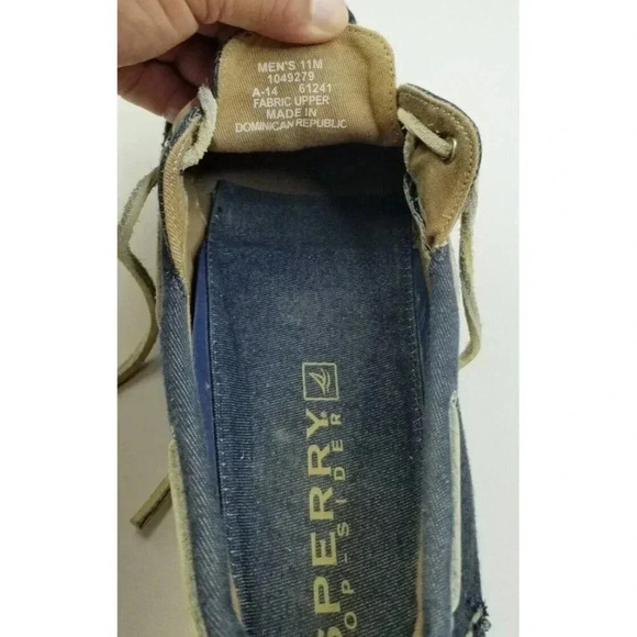 Sperry Top-Sider 11M Men's Blue Denim Sailboat & Embossed Heel Logo Boat Shoes - Picture 3 of 12